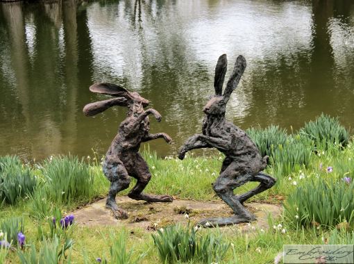 Boxing hare sculptures